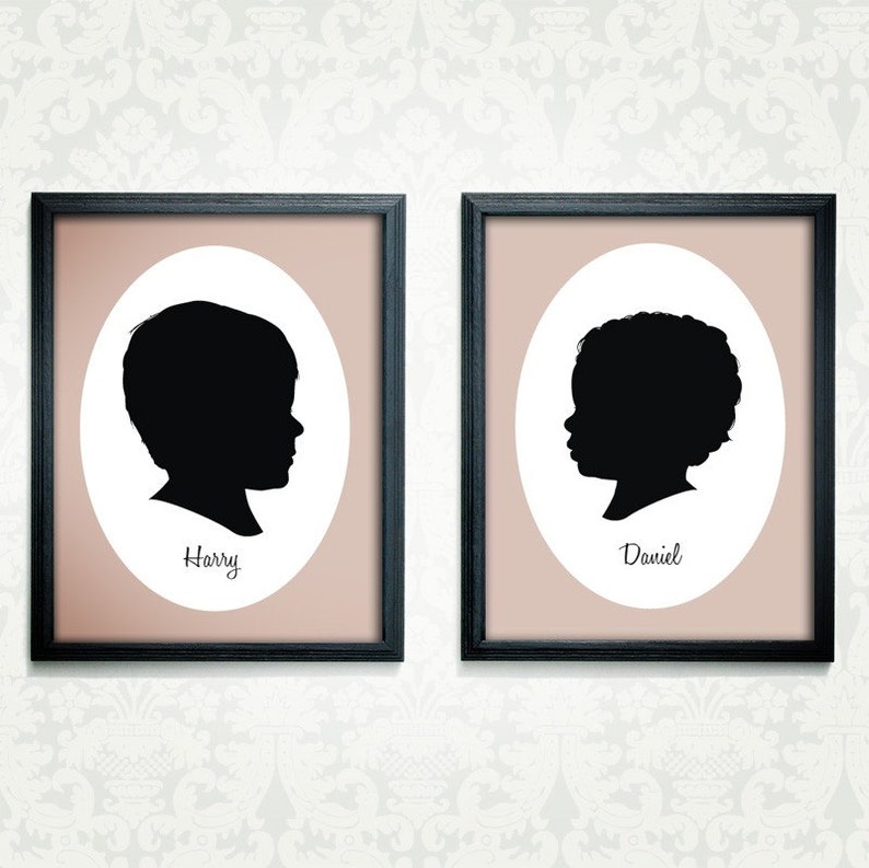 Custom Silhouette Print, portrait silhouette child, personalized wall art, christmas gift mom personalized kid silhouette grandparents gift image 6