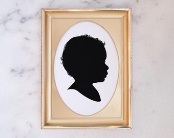 Custom Silhouette Printable, digital portrait silhouette child personalized wall art christmas gift for grandparents personalized silhouette