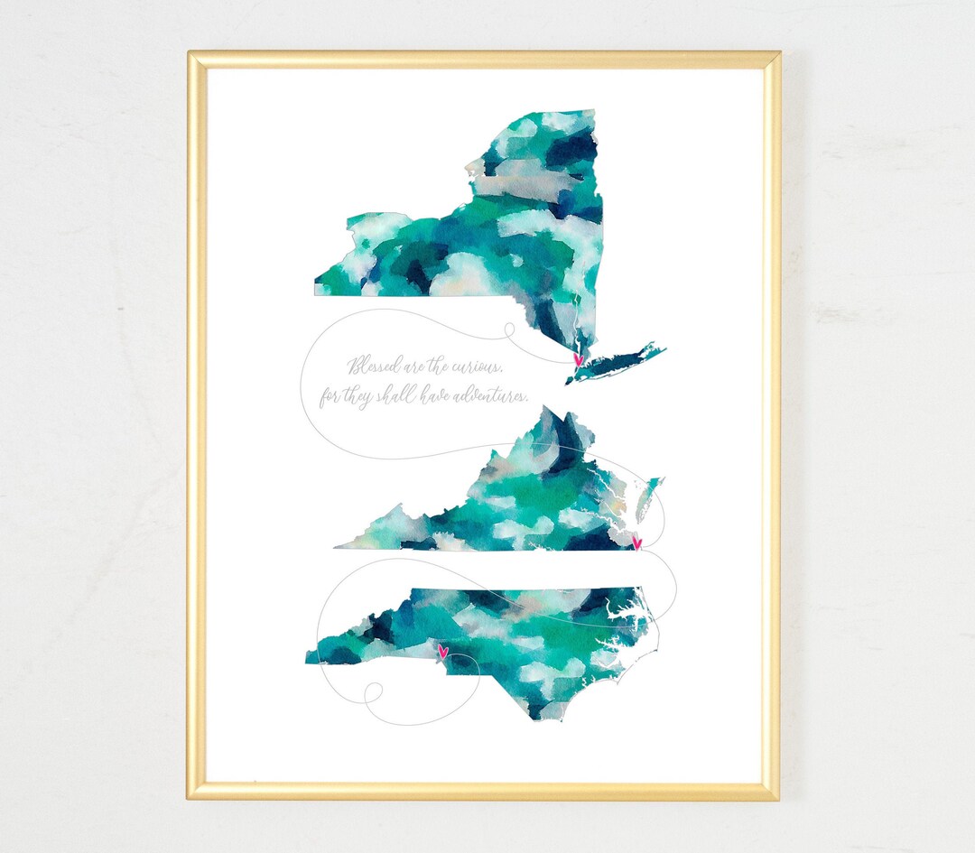 Personalized Map Wall Art, Wedding Gift Map, Long Distance Gift