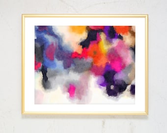 Large Abstract Art, Watercolor Pink Abstract Painting, abstract watercolor print, girls nursery wall art, Colorful Modern Art, Boho Decor