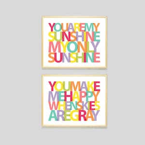 You Are My Sunshine You Make Me Happy When Skies Are Gray print, nursery art girls, nursery wall art boys, playroom art, baby shower gift