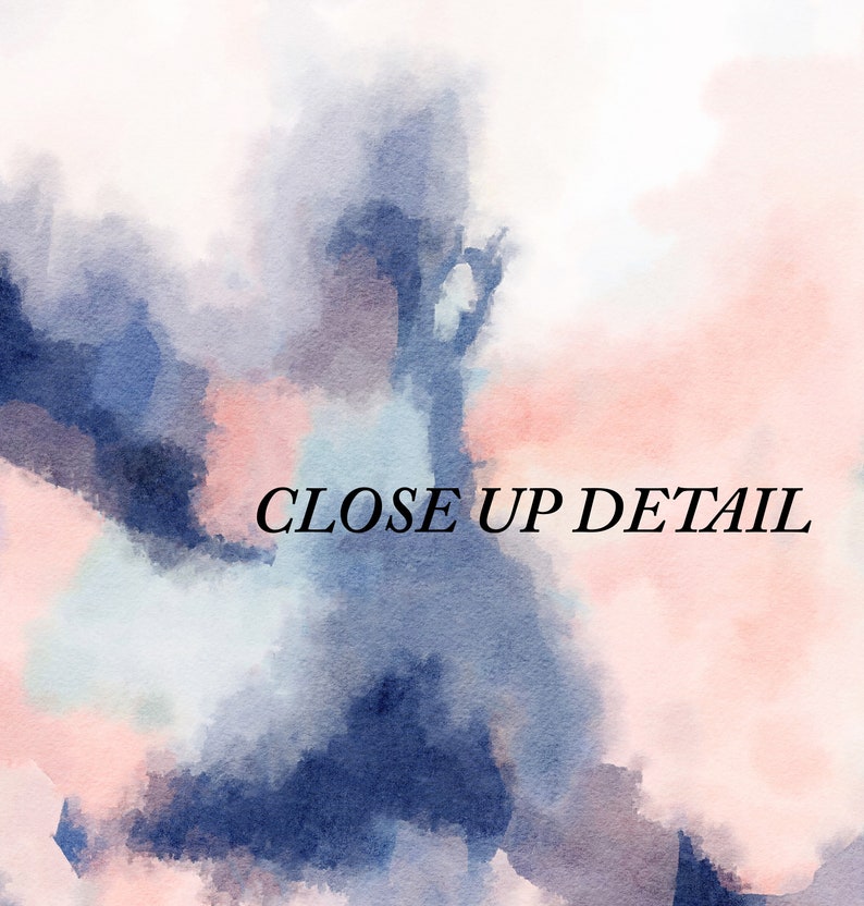 May include: Abstract watercolor painting with shades of blue, pink, and white. The painting has a soft, dreamy feel and is perfect for adding a touch of color to any room.