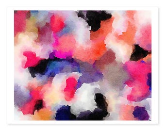 Watercolor painting abstract, Abstract Art Print, Colorful modern art,  Abstract Painting, Office Decor for Women, Girls Nursery