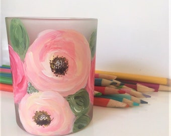 3.6 X 3.2 Charcoal Grey and White Ceramic Pencil Holder for Desk Office Accessory Lunarable Flower Pencil Pen Holder Hand Drawn Floral Blossoms Pattern with Monochrome Outline Lily Petals