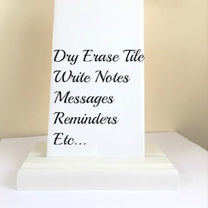 Dry Erase Tile with Stand, Small Dry Erase Board, White Board, Message Board, Desk Accessories, Coworker Gift