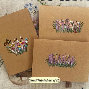Hand-Painted Floral Blank Card, Kraft Paper Cards, Rustic Cards, Blank Card Set, Wildflower Note Cards, All Occasion Cards, Thank you Card