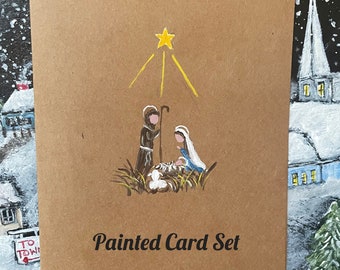 Handpainted Nativity Christmas Cards, Religious Christmas Cards, Christmas Card Set, Baby Jesus, Christmas Notecards