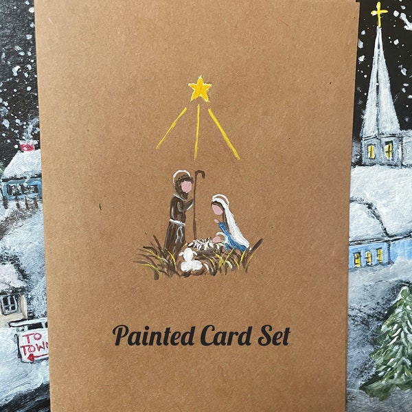 Handpainted Nativity Christmas Cards, Religious Christmas Cards, Christmas Card Set, Baby Jesus, Christmas Notecards