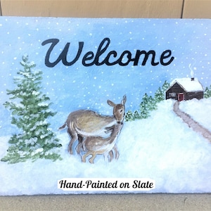 Winter Welcome Sign, Let It Snow Sign, Winter Decor, Front Door Decor, Winter Porch Decor, Winter Wonderland Art, Winter Scene