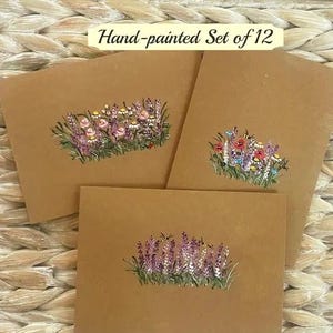 Hand-Painted Floral Blank Card, Kraft Paper Cards, Rustic Cards, Blank Card Set, Wildflower Note Cards, All Occasion Cards, Thank you Card