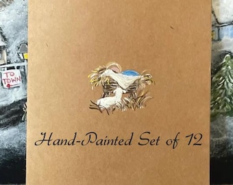 Handpainted Nativity Christmas Card Set, Manger Cards, Religious Holiday Card Set of 12, Baby Jesus Manger Greeting Cards