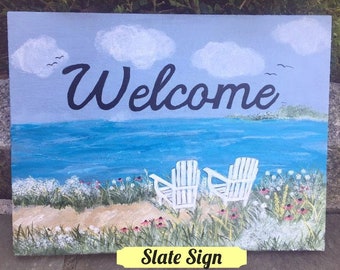 Summer Welcome Sign, Summer Porch Decor, Outdoor Welcome Sign, Beach Lover Gift, Beach House Sign, Door Decor