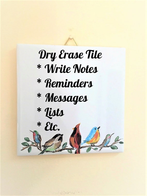 Bird Dry Erase Tile, Small Dry Erase Board, Pretty Desk Accessories,  Desktop Dry Erase Tile, Whiteboard for Wall, Bird Lover 