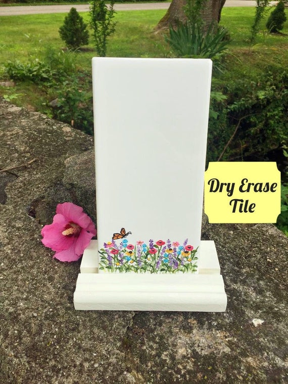 Wildflower Dry Erase Tile With Stand Small Dry Erase Board Etsy