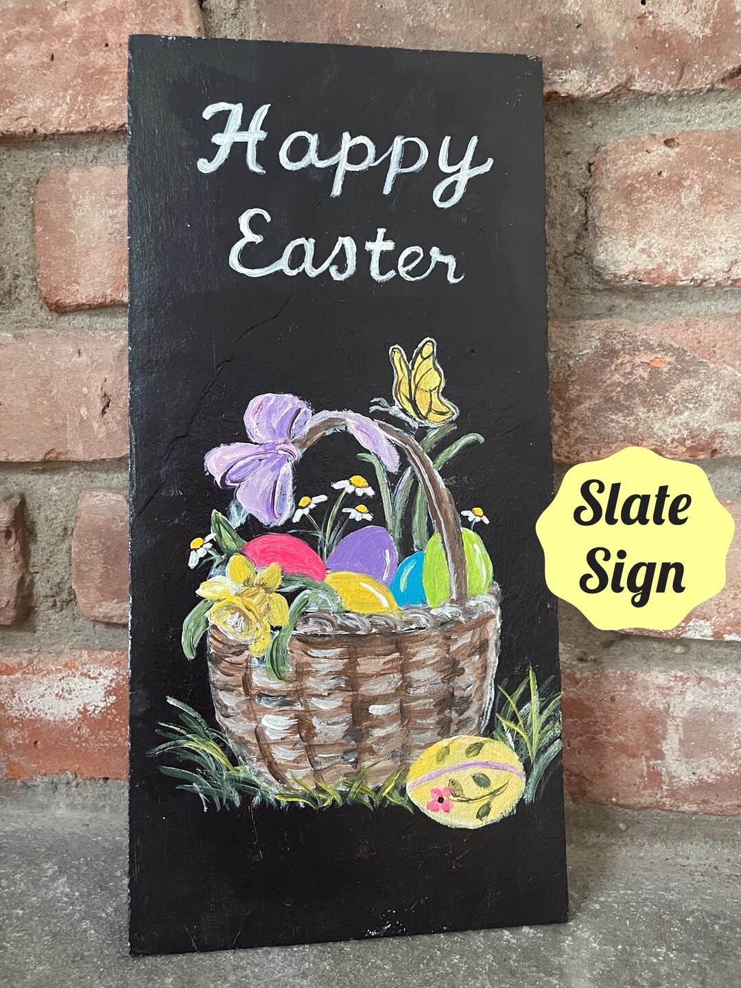 Hand-painted Happy Easter Slate Sign, Spring Porch Decor, Easter Decor ...