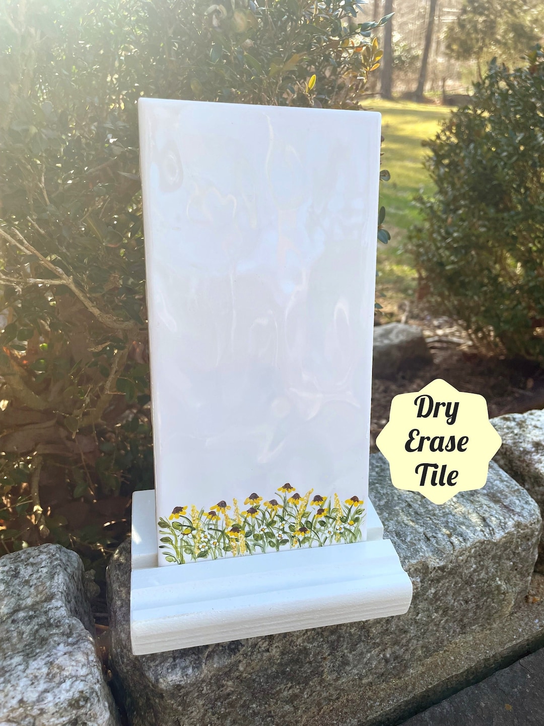 Handpainted Dry Erase Tile, Small Dry Erase Board, Pretty Desk