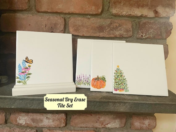 Seasonal Dry Erase Tiles With Stand, Small Dry Erase Board