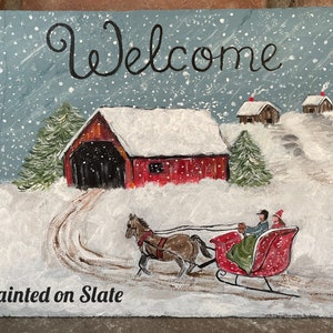 Winter Welcome Sign, Slate Sign, Mantel Decor, Winter Porch Decor, Winter Porch Sign, Door Decor, Winter Sign, Winter Decor