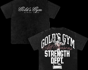 Strength Dept Washed T-Shirt, Vintage Gym Oversized Tee, Double-Sided Pump Cover Shirt
