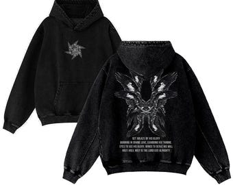 Seraphim Angel Vintage Washed Wings of Fire Christian Hoodie