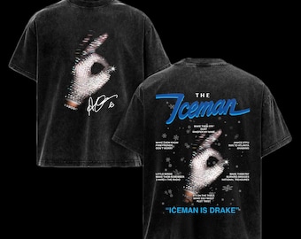 Camiseta lavada ICEMAN, camiseta vintage oversize con estampado de estilo urbano.