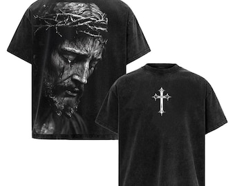 Jesus Christ Cry Washed T-Shirt: Christian Streetwear, Oversized Faith Tee
