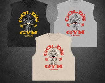 1990s Gold's California Vintage Washed Tank Top, Heavyweight Cotton Oversized Gym Tank
