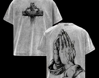 Hold the Cross – Retro Vintage Jesus Washed T-Shirt