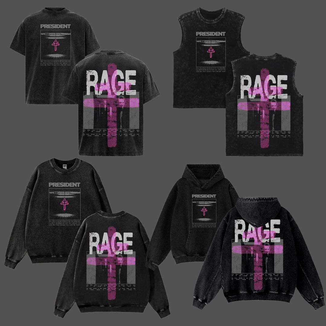 President Rage Single President Rage 2026 Washed Graphic Tee, Double Sided Streetwear Shirt ...