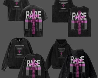 President Rage 2026 Washed Graphic Tee, Double Sided Streetwear Shirt