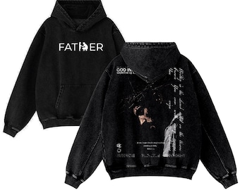 Sudadera con capucha cristiana vintage de gran tamaño con el texto "Padre, perdónalos" y "Jesús".
