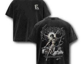 Archangel Michael Washed T-Shirt, Vintage Christian Angel Graphic Tee, Gothic Faith Streetwear