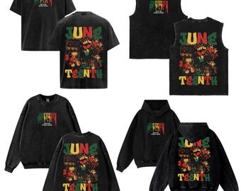 Black Washed Juneteenth Pride Graphic T-Shirt, African American Heritage Oversized Tee, Streetwear Cotton Shirt
