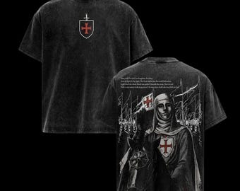 Baldwin IV Leper King Crusader Jerusalem Cross Washed Graphic Tee