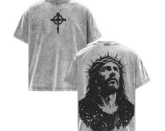 Camiseta vintage lavada con la Corona de Espinas de Jesucristo