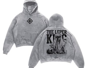 Baldwin IV “The Leper King” Vintage Washed Hoodie – Crusader King & Holy Army Medieval Graphic Unisex