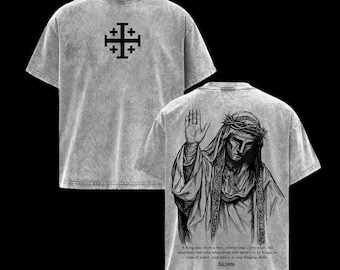 Baldwin IV Leper King Crusader Jerusalem Cross Washed Graphic Tee