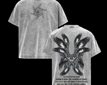 Seraphim Angel Vintage Washed Wings of Fire Christian Tee