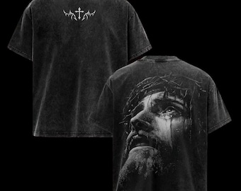 Sudadera con estampado vintage de Jesús, estilo urbano, con gráficos cristianos de gran tamaño.