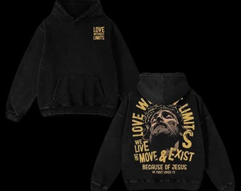Love Without Limits Washed Hoodie Set Christian Streetwear Vintage Oversized Jesus