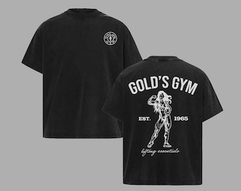 Gold's Gym Vintage Washed T-Shirt, Oversized Bodybuilding Pump Cover Tee