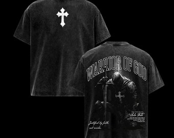Camiseta vintage lavada "Guerrero de Dios" - Ropa urbana de fe de Christian Knight