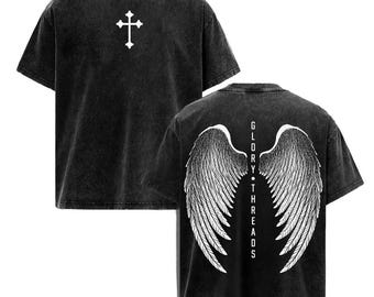 Christian Angel Wings Vintage Washed Oversized T-Shirt