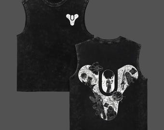 Destiny 2 Tricorn Guardian Collage Vintage Washed Oversized T-Shirt, Sci-Fi Gaming Graphic Tee