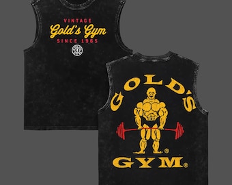Vintage Gold's Gym Washed Tank Top, Retro Bodybuilding Graphic Muscle Shirt