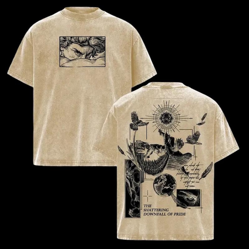 Fallen Angel Eye Vintage Washed T-Shirt – Dark Gothic Angel Graphic Tee image 3