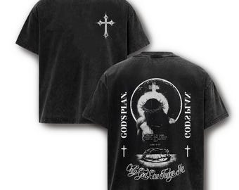 Only God Can Judge Me Washed T-Shirt, Christian Gothic Jesus Graphic Oversized Faith Tee
