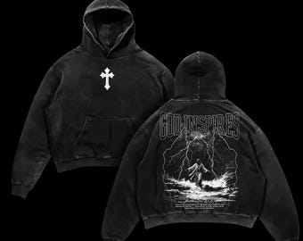 God Inspires Jesus Walking On Water Shirt Vintage Washed Hoodie