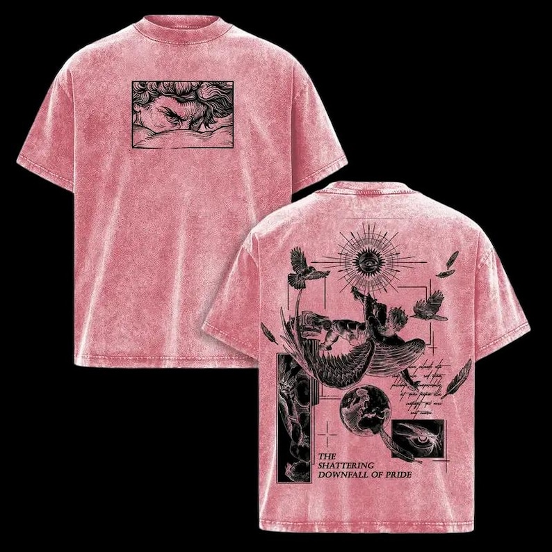 Fallen Angel Eye Vintage Washed T-Shirt – Dark Gothic Angel Graphic Tee image 4