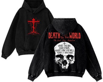 Orthodox Skull Washed Hoodie – “Death to the World” Inspired Graphic, Dark Faith Streetwear Unisex